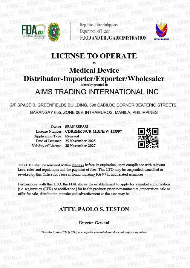 FDA License to Operate – Medical Device Distributor–Importer/Exporter/Wholesaler